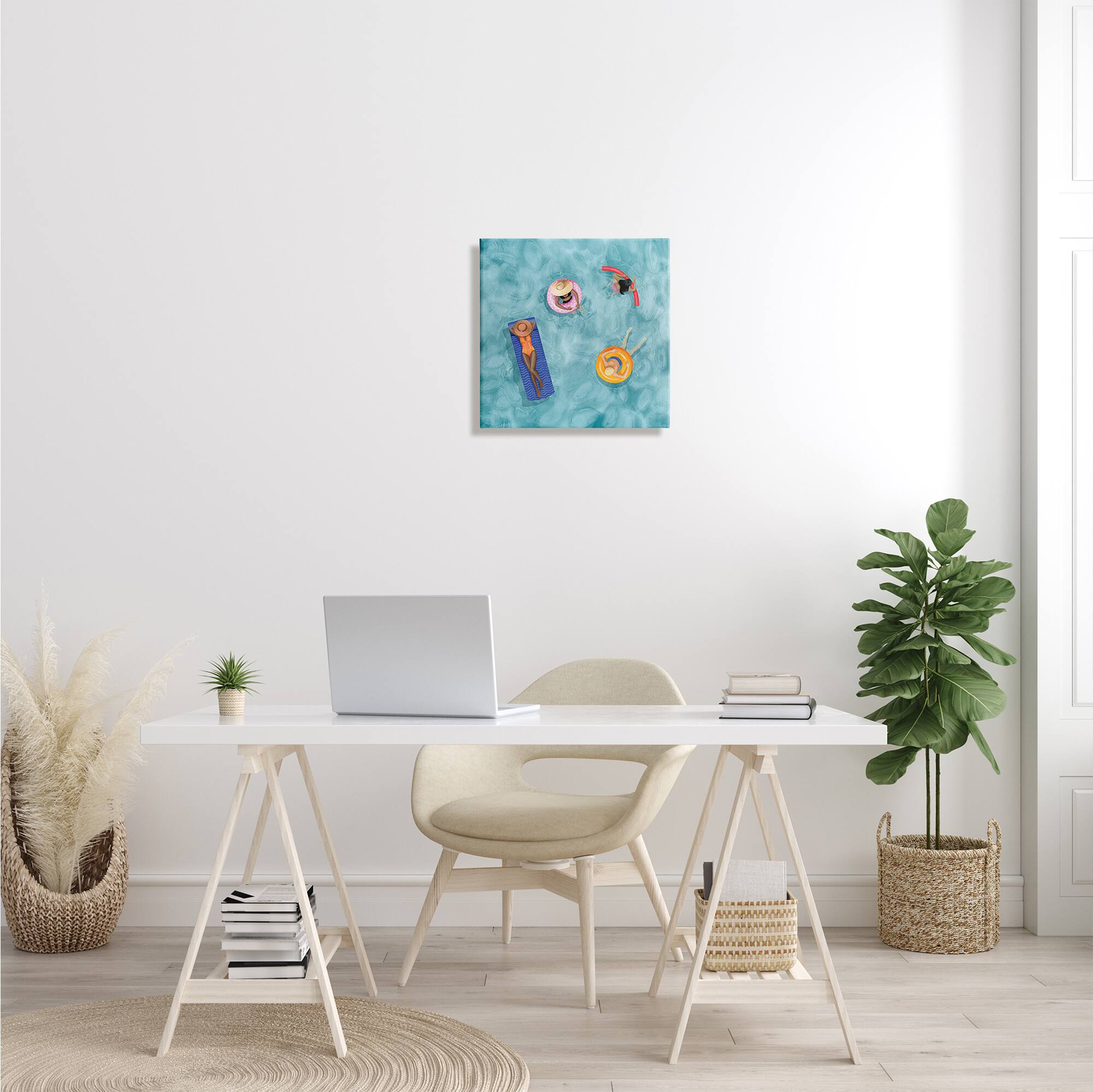 Stupell Industries Group of People Lounging In Water Pool Toys Canvas Wall Art